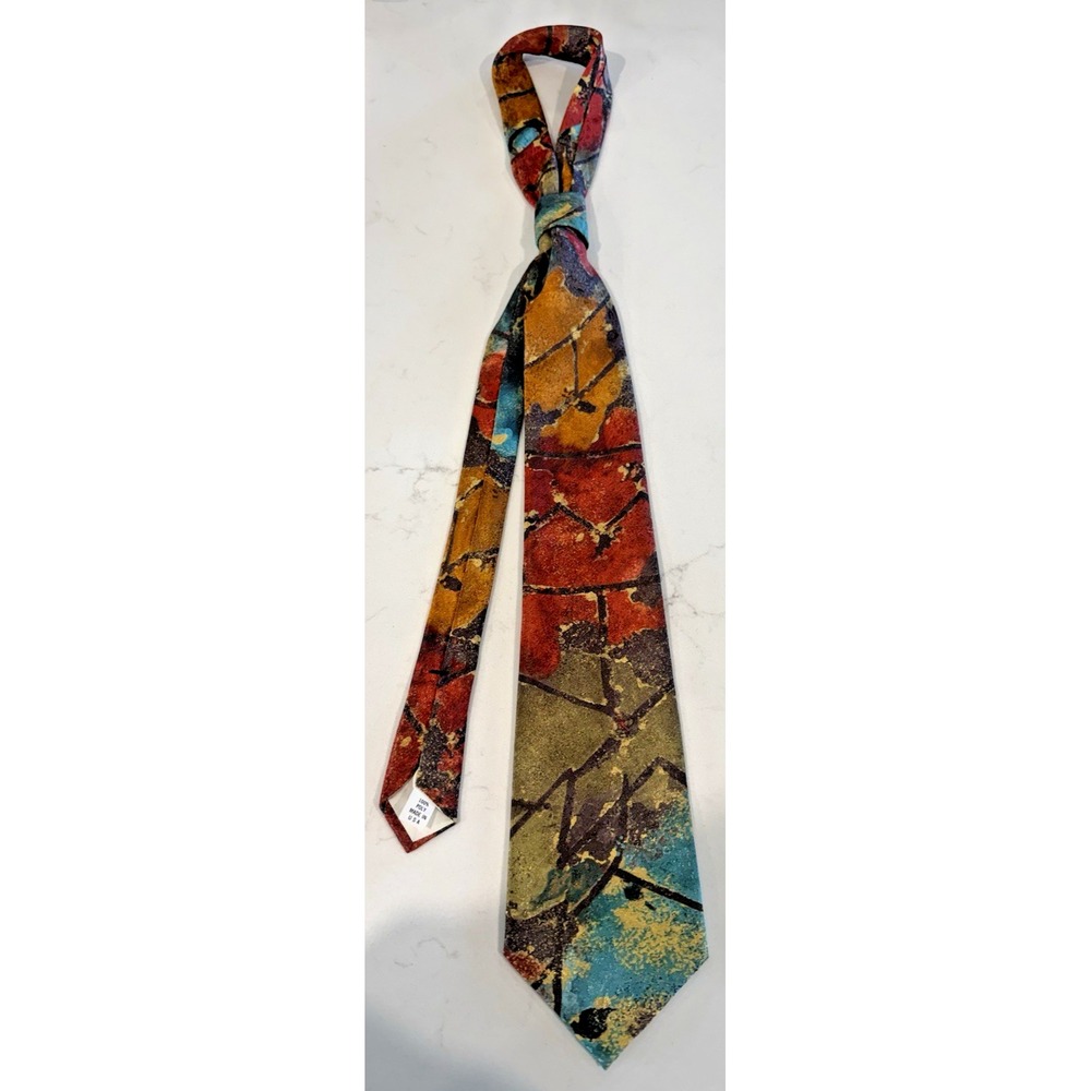 Chicago Neckwear Vintage Necktie Abstract‎ Retro Metallic Look 80's Made In USA